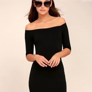 Black Off the Shoulder Midi Dress